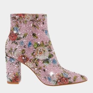 BETSEY JOHNSON Cady Floral Embellished Ankle Boots